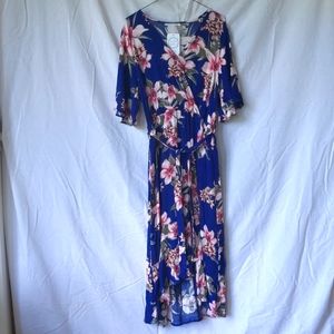 NWT Chris & Carol Navy & Pink Floral Maxi Dress